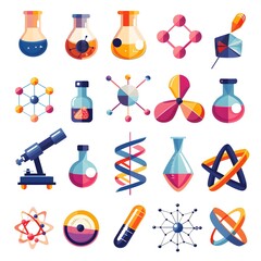 Poster - Vibrant and Geometric Science Icon Collection for Modern Digital Design Elements