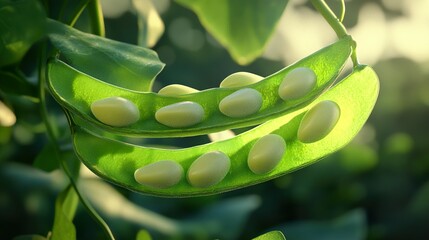 Canvas Print - Close-Up of Green Beans in a Garden