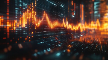 Poster - Abstract visualization of sound waves with vibrant colors and digital elements.