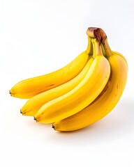 Sticker - Vibrant Bunch of Perfectly Ripe Bananas on White Background with Copy Space