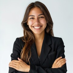 Poster - Young beautiful latin girl wearing business clothes happy face smiling with crossed arms 