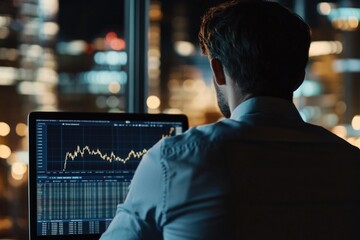Poster - A person sitting in front of a laptop computer, focused on work or study.