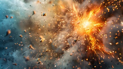 Poster - High tech nano bomb explosion with controlled particle dispersal futuristic sci fi concept