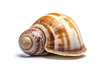 Wall Mural - Close-up shot of a snail's shell on a white surface, great for scientific or educational purposes.