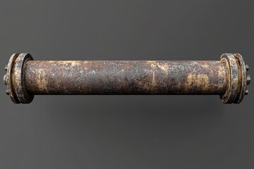 Poster - A close-up shot of a rusty pipe against a gray background, suitable for industrial or mechanical-themed projects.