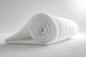Poster - Roll of white towels placed on a white surface, ready for use.