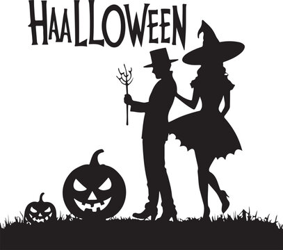 Halloween silhouette vector art illustration 