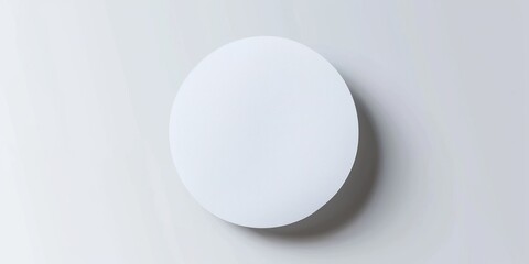 Round white circle on a light grey background. Minimal mockup template for design.