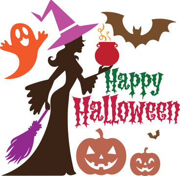 Halloween silhouette vector art illustration 