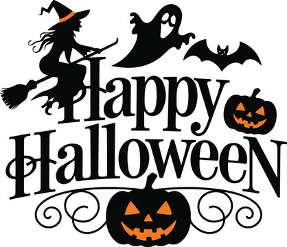 Halloween silhouette vector art illustration 