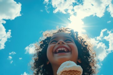 Sticker - A young girl enjoying a sweet treat on a sunny day.