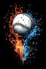 Sticker - Fire & Water Baseball.