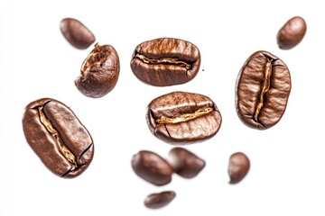 Poster - A group of coffee beans arranged on a white surface.