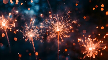 Poster - Vibrant and Dazzling Fireworks Display Lighting Up the Sky to Welcome the New Year 2025 with a Joyful and Festive