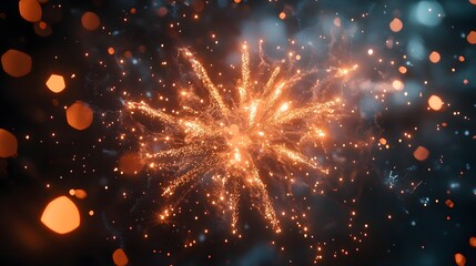 Poster - Stunning display of glittering shimmering fireworks bursting with vibrant colors and dazzling lights creating a magnificent spectacle for a joyful New Year
