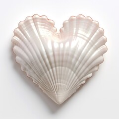 Wall Mural - Heart shell white background invertebrate.