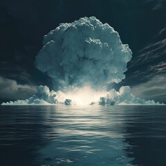 Sticker - A big cloud looms above the surface of the water, creating an ominous atmosphere.