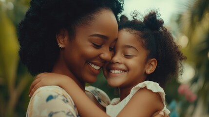 Sticker - A mother and her young daughter sharing a warm hug.