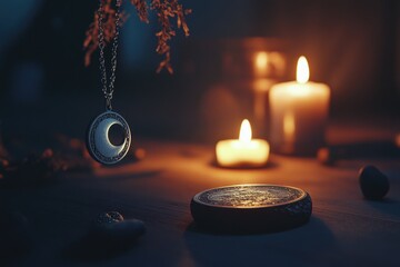 Poster - A single coin sits atop a table next to a lit candle, creating a warm glow.