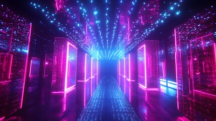 Poster - Mesmerizing Futuristic Neon Themed Happy New Year 2025 Party with Glowing Lights Bold Vibrant Colors and Captivating Digital A Visually Stunning and Electrifying of the Future