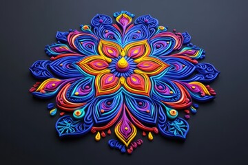 Poster - Paper flower on a black surface.