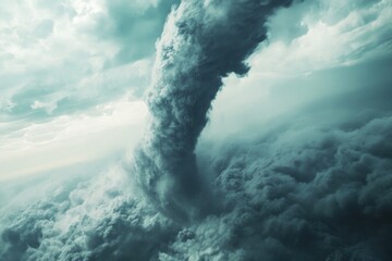 Poster - A large cloud emerging from the sky, with sunlight peeking through.