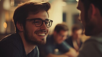 Wall Mural - Business meeting or social gathering between two men.