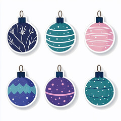 Wall Mural - Set of different Christmas tree decorations