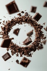 Poster - A colorful chocolate circle made from various chocolate pieces on a clean white surface.