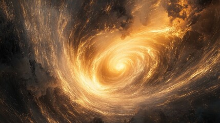 Poster - A captivating AI-generated art of a glowing, smooth vortex spiraling in a cosmic space, creating an ethereal scene of swirling energy and light.