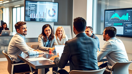 Group of business people in a meeting at office. Business and office concept.