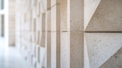 Poster - Close-up of a textured architectural wall with geometric patterns.