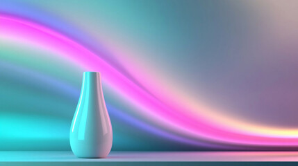 Wall Mural - Vase is on a gradient neon digital background