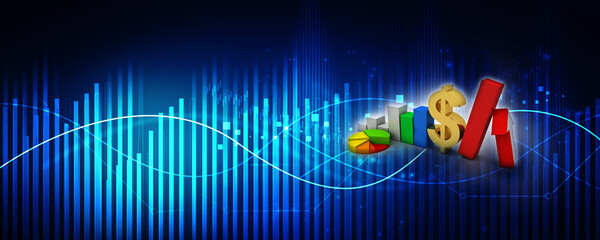 Poster - 3d illustration Stock market online business concept