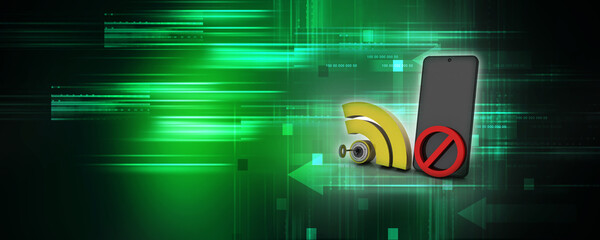 Poster - 3d illustration Transmitter mobile WiFi near stop sign
