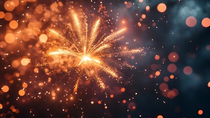 Poster - vibrant and dazzling firework explosions lighting up the night sky to celebrate the arrival of the n