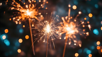 Poster - Breathtaking Fireworks Explosion Illuminating the Night Sky with Dazzling Shimmering Lights Sparkling Joyful Celebratory Vibes Welcoming the New Year 2025