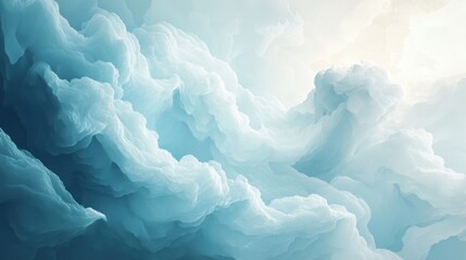 Fototapete - A smooth gradient of cloud-like formations in pastel white and blue, transitioning into each other, evoking a calm and serene atmosphere