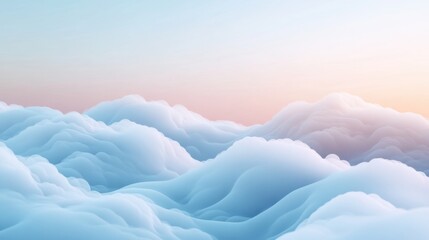 Fototapete - A smooth gradient of cloud-like formations in pastel white and blue, transitioning into each other, evoking a calm and serene atmosphere