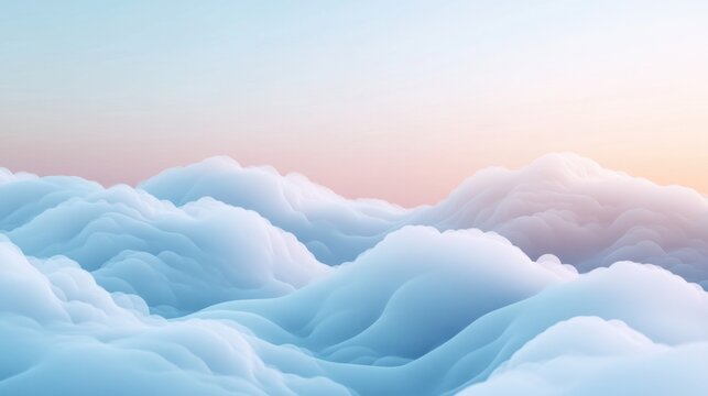 A smooth gradient of cloud-like formations in pastel white and blue, transitioning into each other, evoking a calm and serene atmosphere