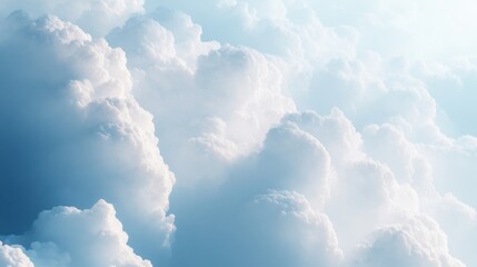 Fototapete - A smooth gradient of cloud-like formations in pastel white and blue, transitioning into each other, evoking a calm and serene atmosphere