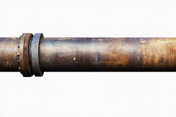 Poster - A close-up view of a metal pipe on a plain white background.