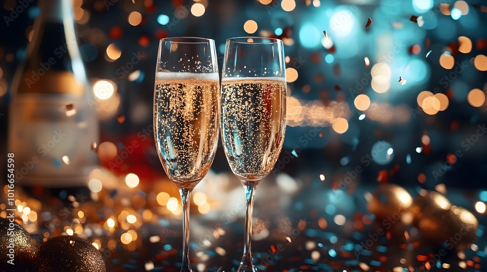 Sparkling and Glamorous New Year 2025 with Twinkling Confetti and ...