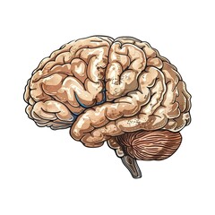 Sketch of Human brain isolated on transparent 