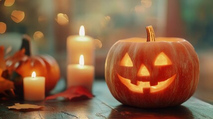 Sticker - Halloween pumpkin candle decoration for party ambience