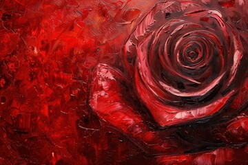 Wall Mural - Red rose painting art blossom.