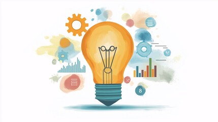 Poster - Creative Light Bulb Concept with Colorful Elements