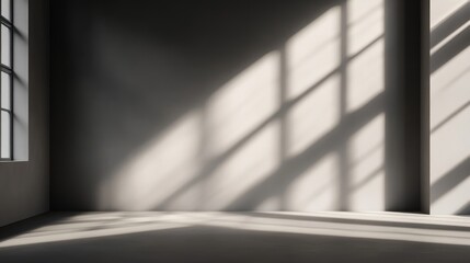 Poster - A minimalist interior space with soft shadows from large windows.