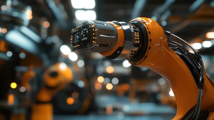 Poster - A close-up of a robotic arm used in industrial automation and manufacturing processes.