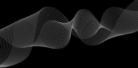 Abstract black background with whit line. Modern template abstract design flowing particles digital frequency track equalizer. abstract wave line for banner, wallpaper background with wave design